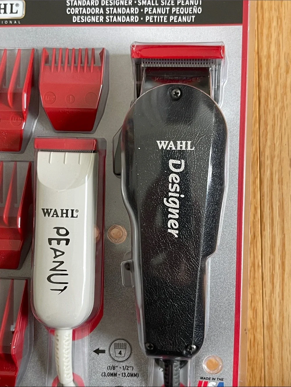 WAHL ALL STAR COMBO Black Designer Clipper & White Peanut Trimmer with Red Combs